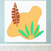 Tropisch Evenwicht – Abstracte Botanische Blad Kun Canvas Afdruk (Insitu (Houten vloer))