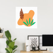 Tropisch Evenwicht – Abstracte Botanische Blad Kun Poster (Thuiskantoor)