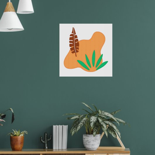 Tropisch Evenwicht – Abstracte Botanische Blad Kun Poster (Woonkamer 1)