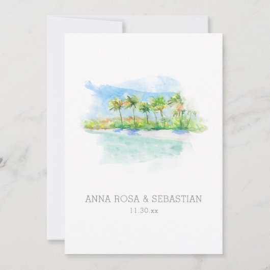 *~* Tropisch Exotisch AR7 Strand TROUWDAG RSVP + Kaart (Achterkant)