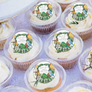 Tropisch exotisch baby Wild Parrots Baby shower Sq Ronde Sticker