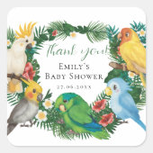 Tropisch exotisch baby Wild Parrots Baby shower Sq Vierkante Sticker (Voorkant)