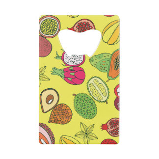 Tropisch exotisch fruit Hand-getrokken patroon Creditkaart Flessenopener