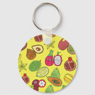Tropisch exotisch fruit Hand-getrokken patroon Sleutelhanger