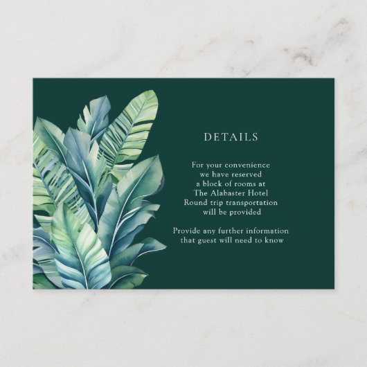 Tropisch exotisch gebladerte verlaat details behui informatiekaartje (Voorkant)