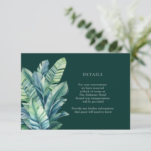 Tropisch exotisch gebladerte verlaat details behui informatiekaartje (Staand voorkant)