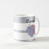 Tropisch exotisch glitter shine monstera verlaat e koffiemok (Voorkant rechts)