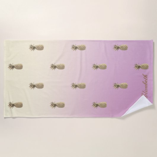 Tropisch exotisch, goudananas strandlaken (Voorkant)