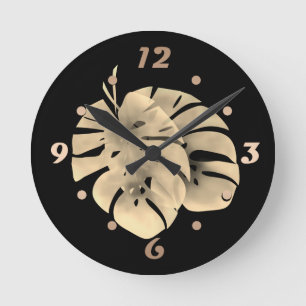 Tropisch exotisch groen monstera verlaat waterverf ronde klok