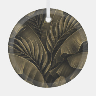 Tropisch Exotisch: Grunge Golden Natuur Glas Ornament