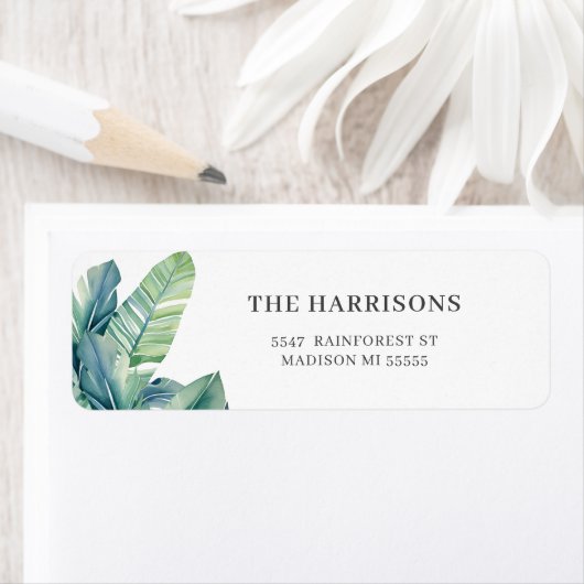 Tropisch Exotisch Loof Bladeren Etiket (Insitu)