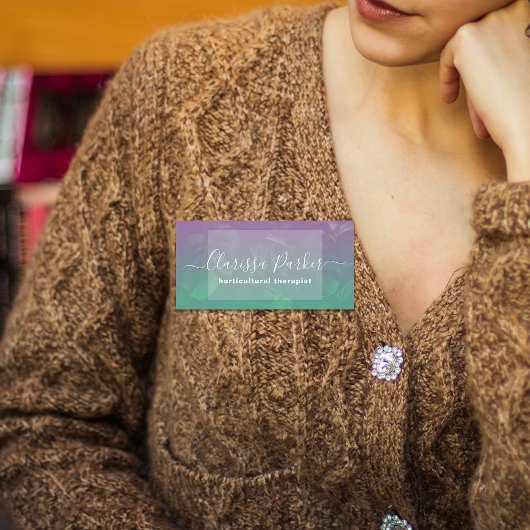 Tropisch exotisch monstera laat Paarse groene ombr Naamplaatje