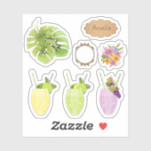 Tropisch exotisch monstera verlaat waterverf effec sticker (Vel)