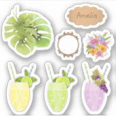 Tropisch exotisch monstera verlaat waterverf effec sticker (Voorkant)