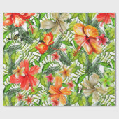 Tropisch exotisch Oerwoud Hibiscus Flower Flowers Cadeaupapier (Vlak)