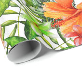 Tropisch exotisch Oerwoud Hibiscus Flower Flowers Cadeaupapier (Rol Hoek)