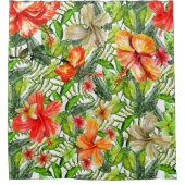 Tropisch exotisch Oerwoud Hibiscus Flower Flowers Douchegordijn (Voorkant)