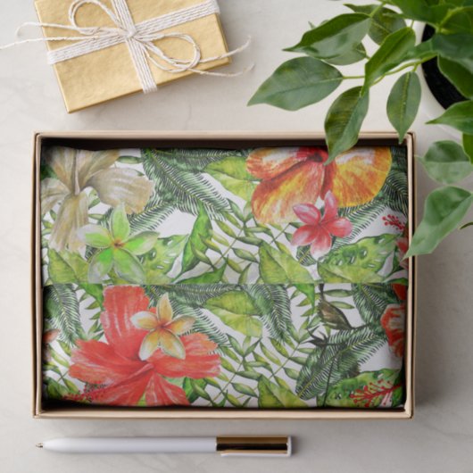 Tropisch exotisch Oerwoud Hibiscus Flower Flowers Tissuepapier (Geschenk)