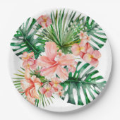 Tropisch exotisch Oerwoud Hibiscus Flowers Papieren Bordje (Voorkant)