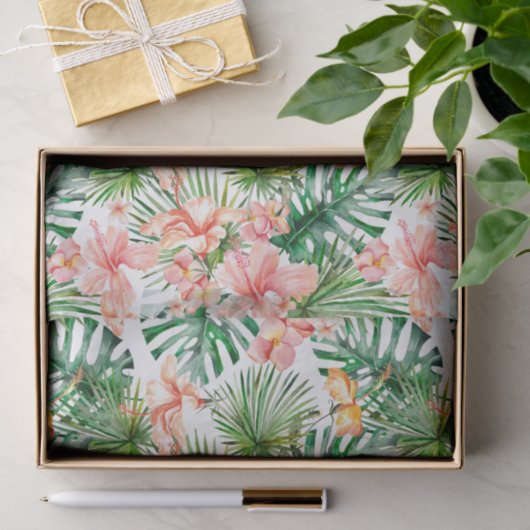 Tropisch exotisch Oerwoud Hibiscus Flowers Tissuepapier (Geschenk)