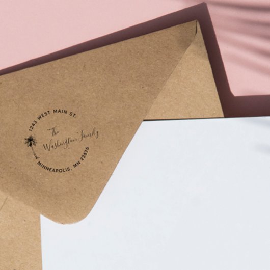 Tropisch familie retouradres Aangepaste naam  Rubberstempel