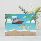 Tropisch familie strand cruise plezier kaart (Staand voorkant)