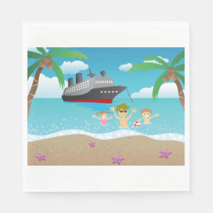 Tropisch familie strand cruise plezier servet