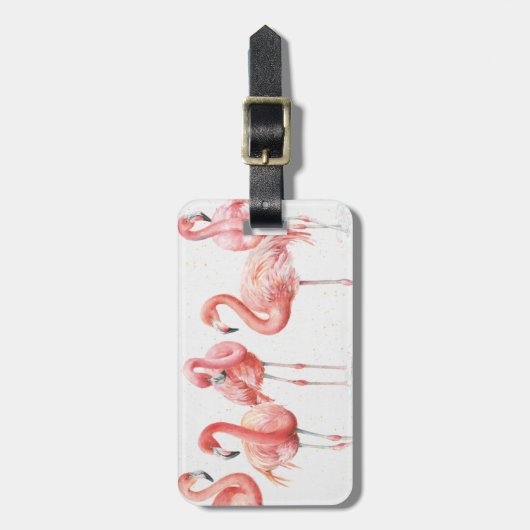 Tropisch | Familie van Flamingos Bagagelabel (Voorkant verticaal)