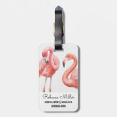 Tropisch | Familie van Flamingos Bagagelabel (Achterkant verticaal)