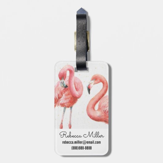 Tropisch | Familie van Flamingos Bagagelabel (Achterkant verticaal)
