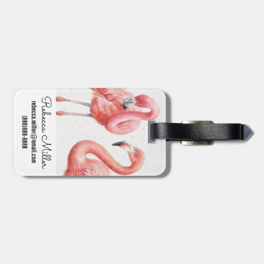 Tropisch | Familie van Flamingos Bagagelabel (Achterkant horizontaal)