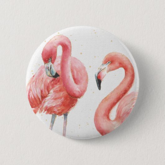 Tropisch | Familie van Flamingos Ronde Button 5,7 Cm (Voorkant)