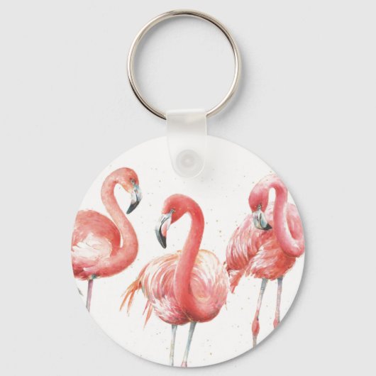 Tropisch | Familie van Flamingos Sleutelhanger (Voorkant)