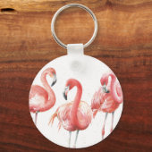 Tropisch | Familie van Flamingos Sleutelhanger (Voorkant)