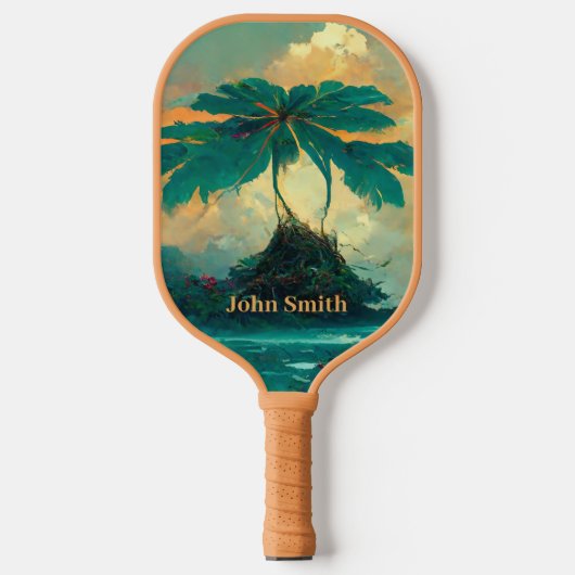 Tropisch Fantastisch Zee en palmbomen Monogram Pickleball Paddle (Voorkant)
