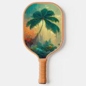Tropisch Fantastisch Zee en palmbomen Monogram Pickleball Paddle (Achterkant)
