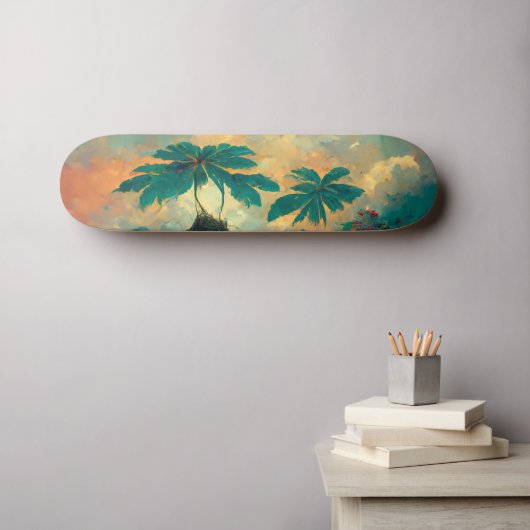 Tropisch Fantastisch Zee en palmbomen Persoonlijk Skateboard (Muurkunst (Horizontaal))