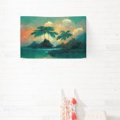 Tropisch Fantastisch Zee en palmbomen Spandoek (Insitu)