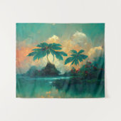 Tropisch Fantastisch Zee en palmbomen Wandkleed (Voorkant (horizontaal))
