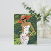 Tropisch fashioneerbaar meisje in het Big Red Pet Briefkaart (Staand voorkant)