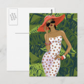 Tropisch fashioneerbaar meisje in het Big Red Pet Briefkaart (Voorkant / Achterkant)