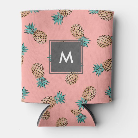 tropisch faux gouden ananananaspatroon blikjeskoeler (Voorkant)