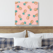 tropisch faux gouden ananananaspatroon canvas afdruk (Insitu (Slaapkamer))