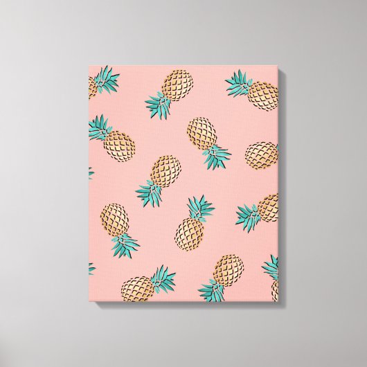 tropisch faux gouden ananananaspatroon canvas afdruk (Voorkant)