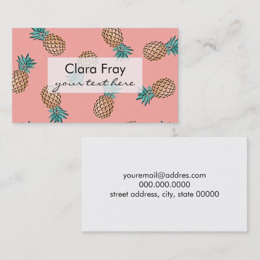 tropisch faux gouden ananananaspatroon visitekaartje (Voorkant / Achterkant)