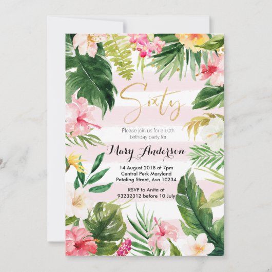 Tropisch feest 40 60e verjaardag Uitnodiging (Voorkant)