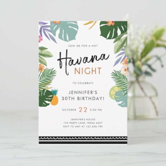 Tropisch feest Heet Nacht in Havana Verjaardagsfee Kaart (Staand voorkant)