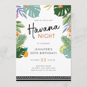 Tropisch feest Heet Nacht in Havana Verjaardagsfee Kaart