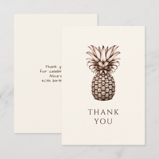 Tropisch feest met  ananas bedankkaart (Voorkant / Achterkant)