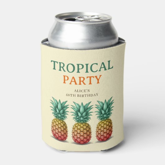 Tropisch feest met ananas blikjeskoeler (Blikje Voorkant)